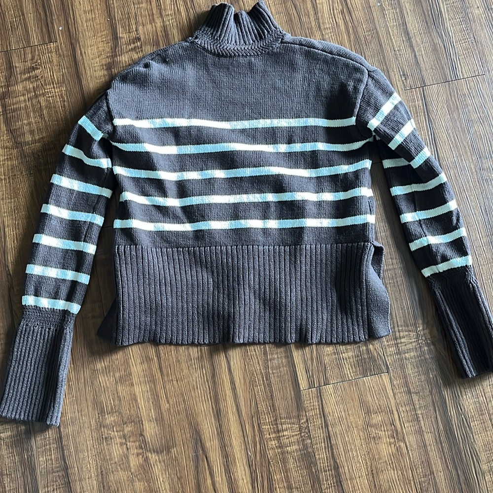 Veronica beard turtleneck striped brown sweater